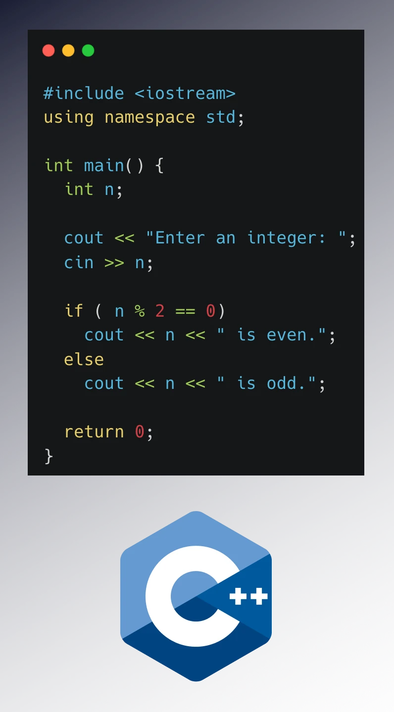 C++ code checking if a number is even or odd