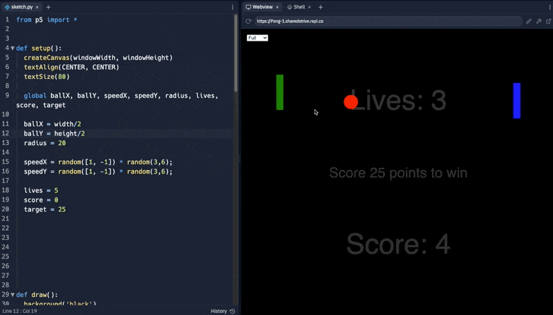 Pong game coded in Python